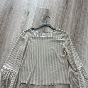 Babaton Cream Ribbed Long Sleeve Blouse